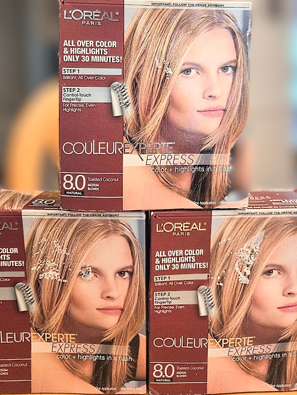 L'Oreal Paris 3 Box Couleur Experte 2-Step Hair Color Highlights Kit Toasted